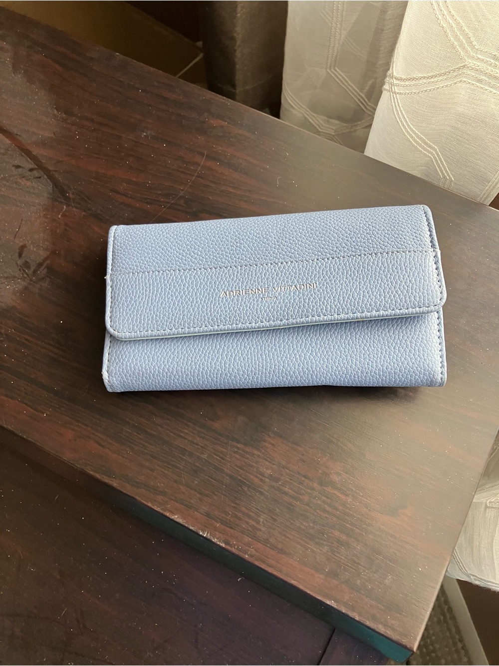 Adrienne Vittadini Powder Blue Pebbled Leather Wallet